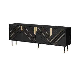 Kumode cama meble Cama 4D MOUNTAIN 204x40x72 cm — melns un zelta, MDF/šķiedra plātne