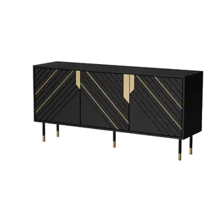 Комод cama meble Cama 3D MOUNTAIN 154x40x72 см, чёрный с золотом, МДФ и ДСП