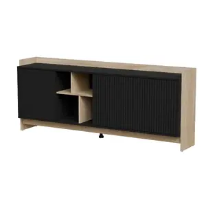 Комод cama meble PORTO 3D 190x38x77 см дуб/черный, ЛДСП, каркас 16 мм