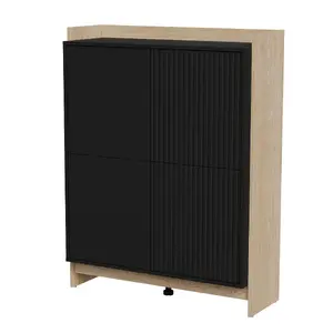 Комод cama meble PORTO 100x38x130 см дуб/чёрный, каркас из ДСП 16 мм