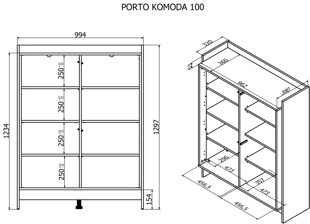 Atvilktņu skapis cama meble PORTO 100x38x130 Photo 4