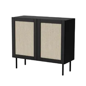 Комод cama meble JUTA 2D 100×39.5×90 см, чёрный, 2 двери, 2 полки, металлические ножки
