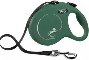 Retractable dog leash Flexi Classic L tape 5 m for dogs up to 50 kg olive