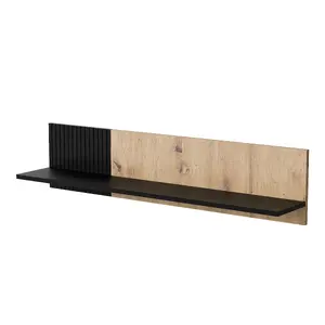 Настенная полка Cama Meble MERCI 110x20x25 см, парящая, ДСП, черный/дуб artisan