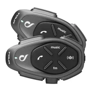 Мотогарнитура INTERPHONE TOUR HD, 2 шт., Bluetooth 4.0, дальность 1500 м, до 20 ч работы, чёрная