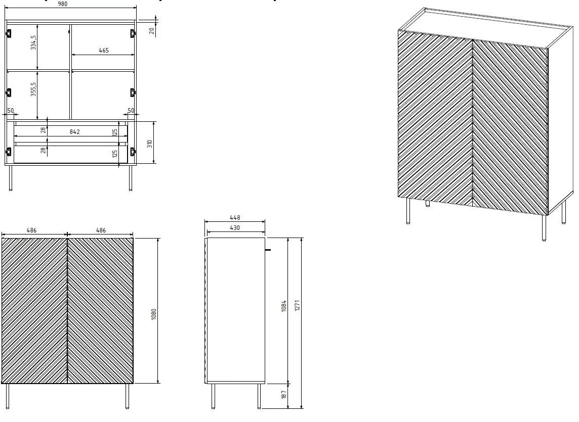 Plauktu vienība cama meble ONDA 98×45×127 cm Photo 4
