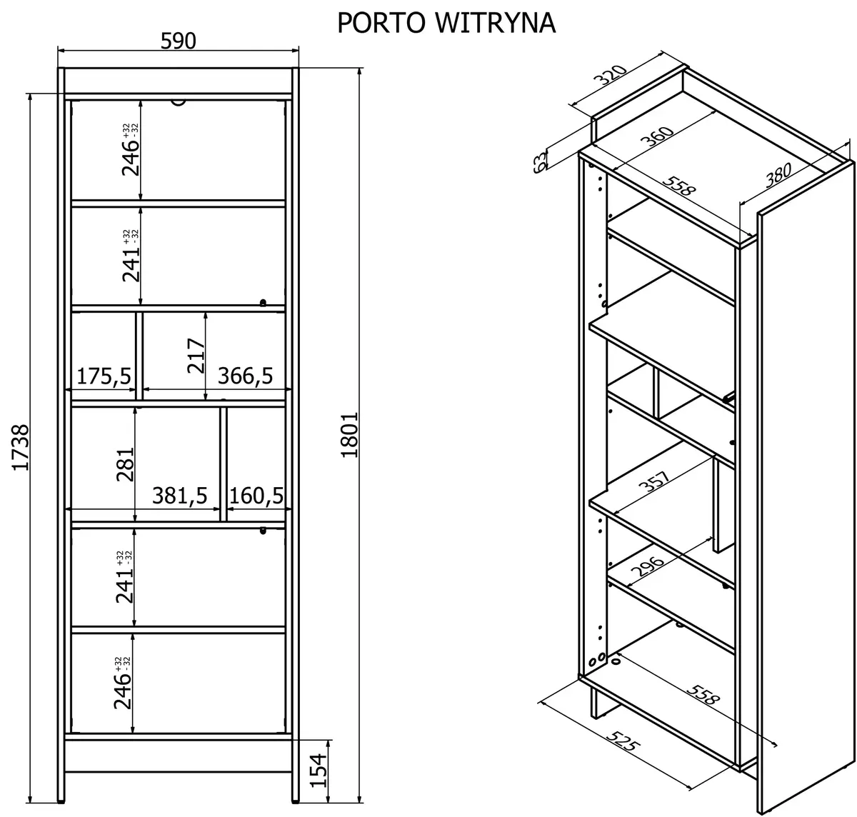 Glabāšanas skapītis cama meble PORTO 59×38×180 Photo 4