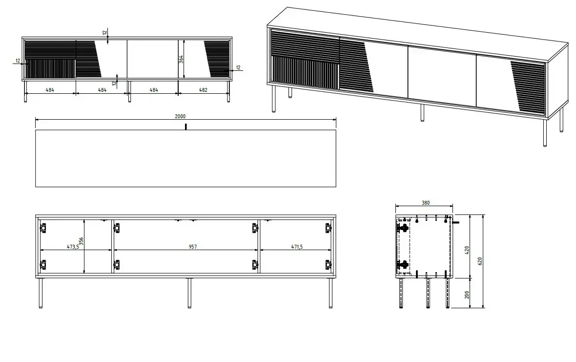 ТВ-тумба cama meble ABI 4D 200x38x62 см Photo 4