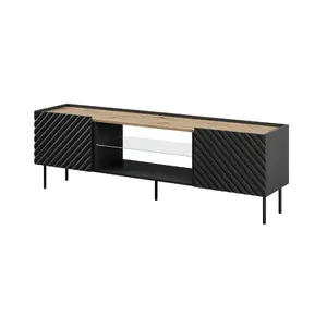 TV skapis cama meble EF ONDA 1805x400x580 mm melns — stāvošs vai pie sienas stiprināms, virsma no šķiedras plāksnes