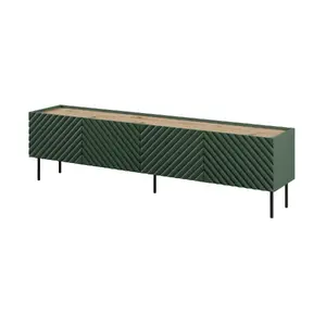 ТВ-тумба Cama Meble ONDA 200x40x54.35 см зелёная столешница (ДСП), чёрный каркас, напольная или настенная