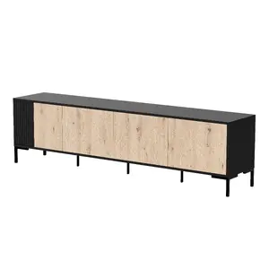 ТВ-тумба Cama Meble MERCI 200 x 40 x 54 см — чёрная столешница, корпус oak artisan