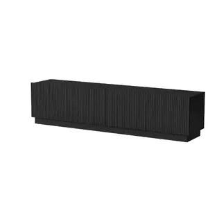 TV cabinet cama meble LIVERTI 2000x420x480 mm, black particle board top, black frame