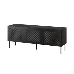 TV skapis Cama Meble SIENA 150,5x40x60 cm, melns matēts, virsma no DSP