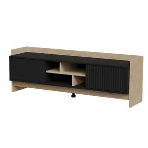 ТВ-тумба cama meble PORTO 2D 150×38×50 см, корпус дуб, столешница натуральное дерево (ЛДСП)