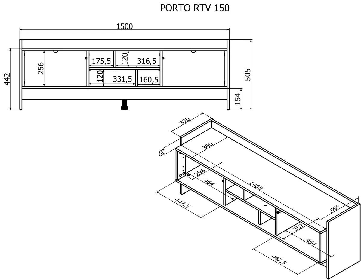 ТВ-тумба cama meble PORTO 2D 150×38×50 см Photo 4