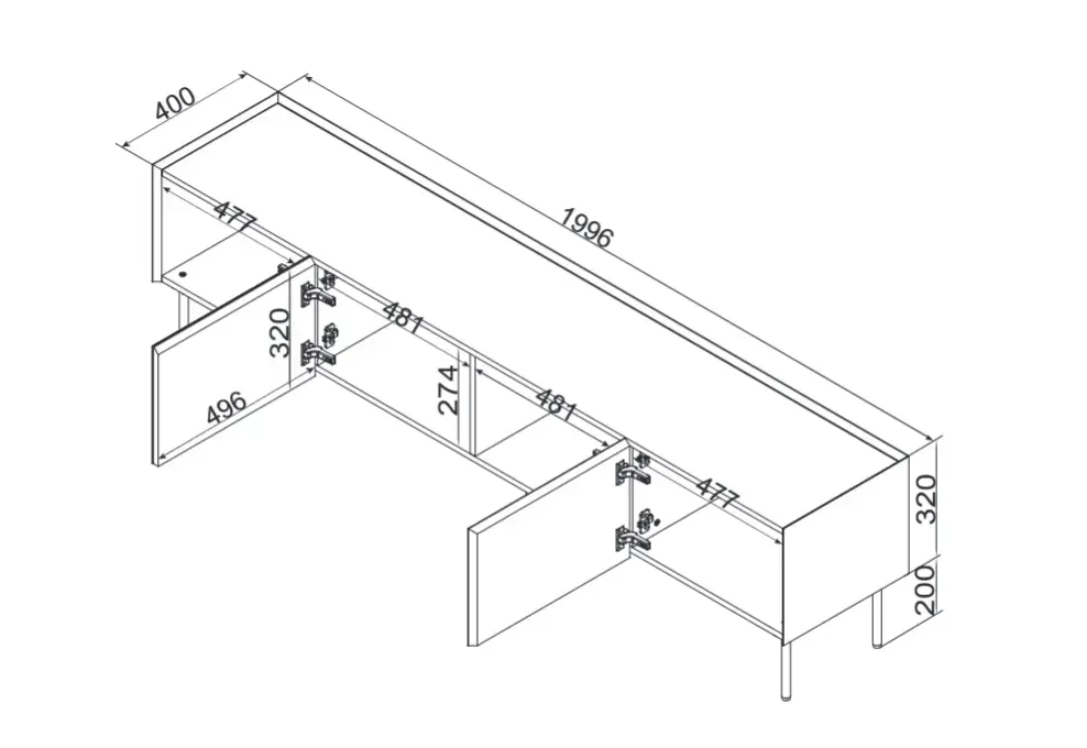 TV skapītis cama meble FELLINI 200x40x52 cm Photo 5