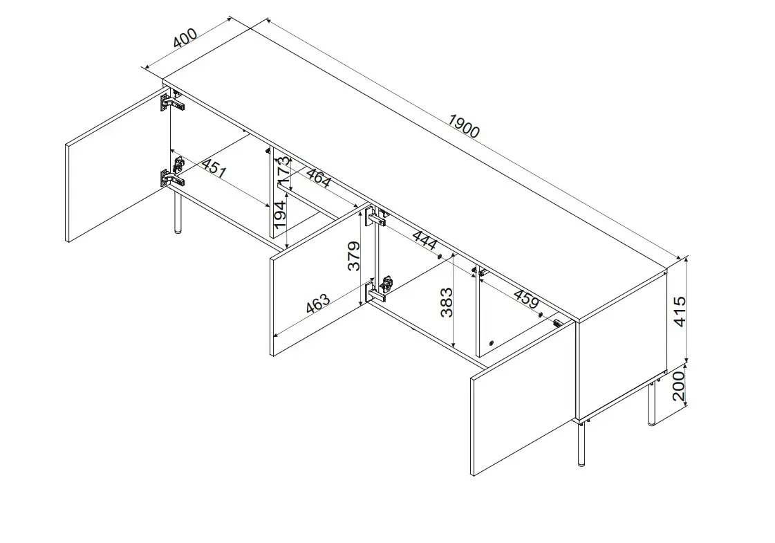 TV skapītis cama meble INSERTO 3D1W 190x40x62 cm Photo 7
