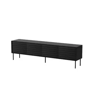 ТВ-тумба Cama Meble CORTINA 4D 200x40x55 см, чёрная, столешница ДСП, чёрный каркас