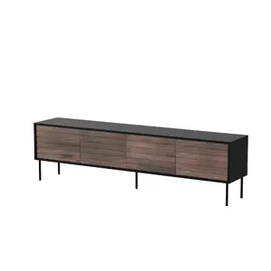 ТВ-тумба cama meble CORTINA 4D 200x40x55 см, чёрная столешница, фасады орех