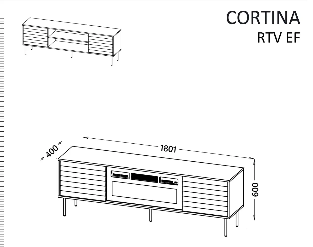 TV skapītis cama meble CORTINA EF 180×40×60 cm Photo 4