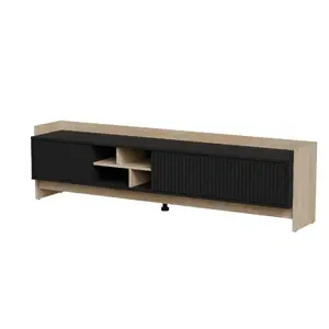 ТВ-тумба cama meble PORTO 3D, 190×38×50 см, корпус дуб, столешница натуральное дерево, ЛДСП