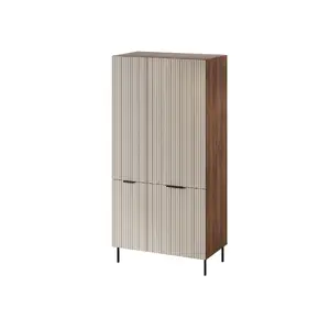 Skapis Cama Meble ALMERA Cama 5 90x52x185 cm, riekstkoks rāmis, kašmira fasādes, 6 plaukti