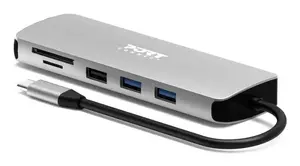Port Designs 900164 9-in-1 Laptop Docking Station Wired USB-C Stainless Steel with 4K HDMI and 85W Power Delivery