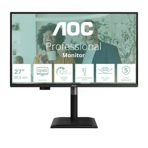 Монитор AOC Q27P4CV 27" (68,6 см) IPS Quad HD 2560×1440 LED, 4 мс, USB‑C/USB‑хаб, динамики, VESA, регулировка по высоте, чёрный