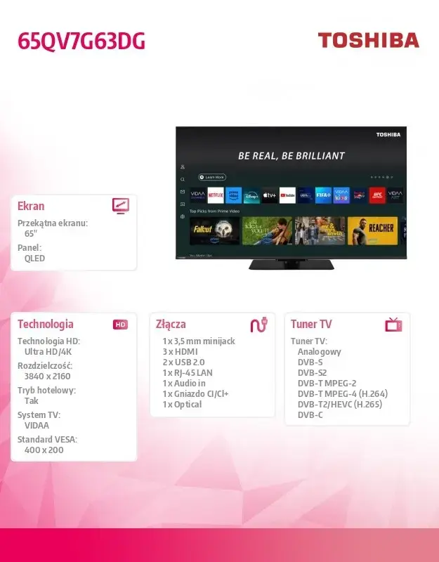 Toshiba 65QV7G63DG 65" QLED телевизор Photo 2