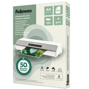 Laminator pouches Fellowes 100142987 A4 Glossy 216×303 mm 1 mm thermal pack of 100