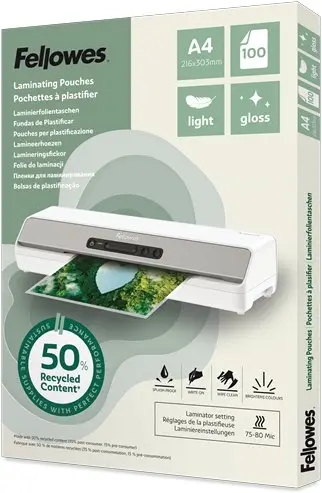 Fellowes 100142987 A4 Glossy 1 mm Laminator Pouches Photo 2