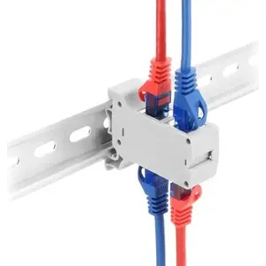 Сетевой RJ45-муфта DELOCK Cat.6A двойной разъём для монтажа на DIN-рейку, серый