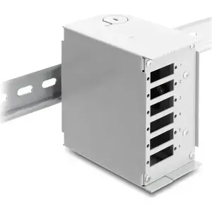 Patch panel DELOCK 6‑port fiber optic for SC Duplex or LC Quad, grey metal, DIN rail mounting