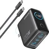 Anker 100W Charger with Display — 2× USB-C, 1× USB-A, dark gray (B121BGZ1)