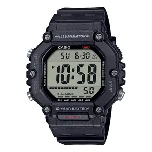 Наручные часы CASIO AE-1600H-1AVEF цифровые мужские, стальной корпус, ремешок из смолы, водозащита