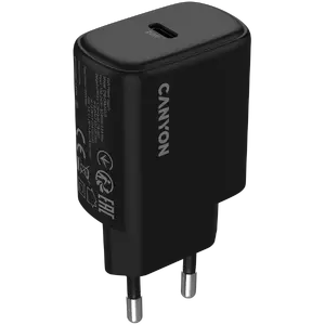 Зарядное устройство CANYON OnCharge 200 20W 1xPD EU черное — сетевое USB-C PD