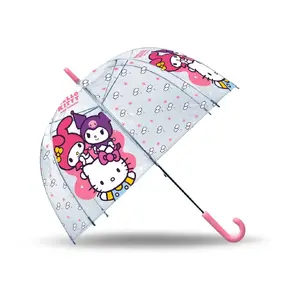 Bērnu caurspīdīgs lietussargs Kids Euroswan Hello Kitty — kompakts, caurspīdīgs kupols