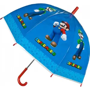 Lietussargs (manuāls) Kids Euroswan Super Mario — caurspīdīgs kupols, bērnu izmērs