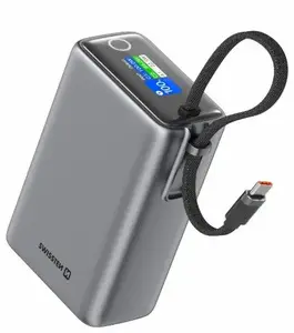 Портативный аккумулятор SWISSTEN 25000 mAh (96.25Wh) 100W с встроенным кабелем USB-C