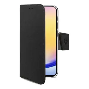 Wallet phone case Celly WALLY for Samsung Galaxy A26 5G (6.7") — faux leather, black, 3 card pockets, desktop stand