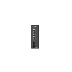 Industrial Unmanaged PoE+ Switch D-Link DIS-100G-06P — 6x Gigabit (4x RJ-45), 2x SFP, 48–55V DC, DIN-rail