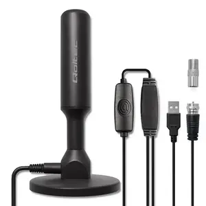 TV antena QOLTEC DVB-T2 28 dBi ar signāla pastiprinātāju, iekštelpu/āra lietošanai