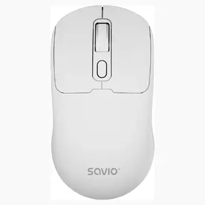 Bezvadu ambidekstrālā pele SAVIO MB-05 — Bluetooth, 1600 DPI, 3 pogas, balta