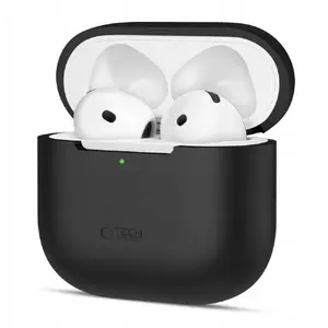 Silikona maciņš Tech‑Protect priekš Apple AirPods 4 — melns