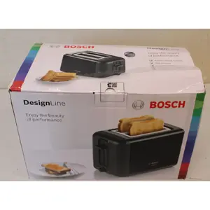 Toaster Bosch TAT3P423 DesignLine, 2-slice, 970 W, stainless steel housing, black