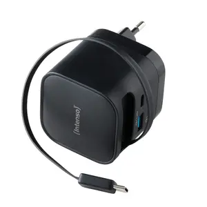 Power adapter/inverter INTENSO 7806520, indoor 65 W, input 110–240 V, black, plastic housing, 0.7 m cable