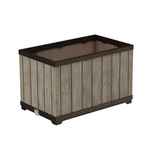 Keter Deco Rectangle Planter Ashwood Flower Pot — rectangular outdoor/indoor planter, ashwood finish
