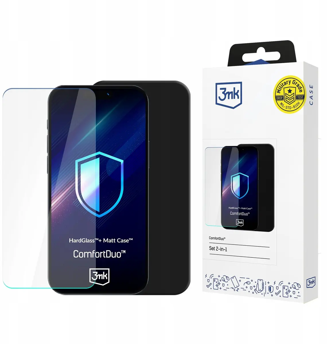 Aizsargvāciņš 3MK ComfortDuo Matt Black priekš