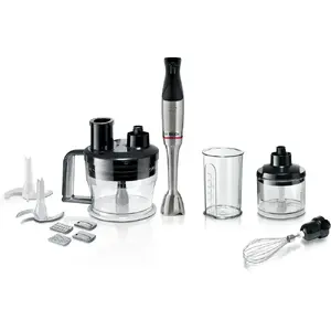 Погружной блендер Bosch Serie 6 MSM6M871 — 1200 Вт, нержавеющая сталь/чёрный, с мерным стаканом, венчиком и измельчителем