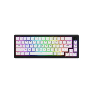 Mehāniskā 65% spēļu tastatūra HATOR Skyfall Wireless — USB, RF bezvadu, Bluetooth, QWERTY US, RGB, melna/balta